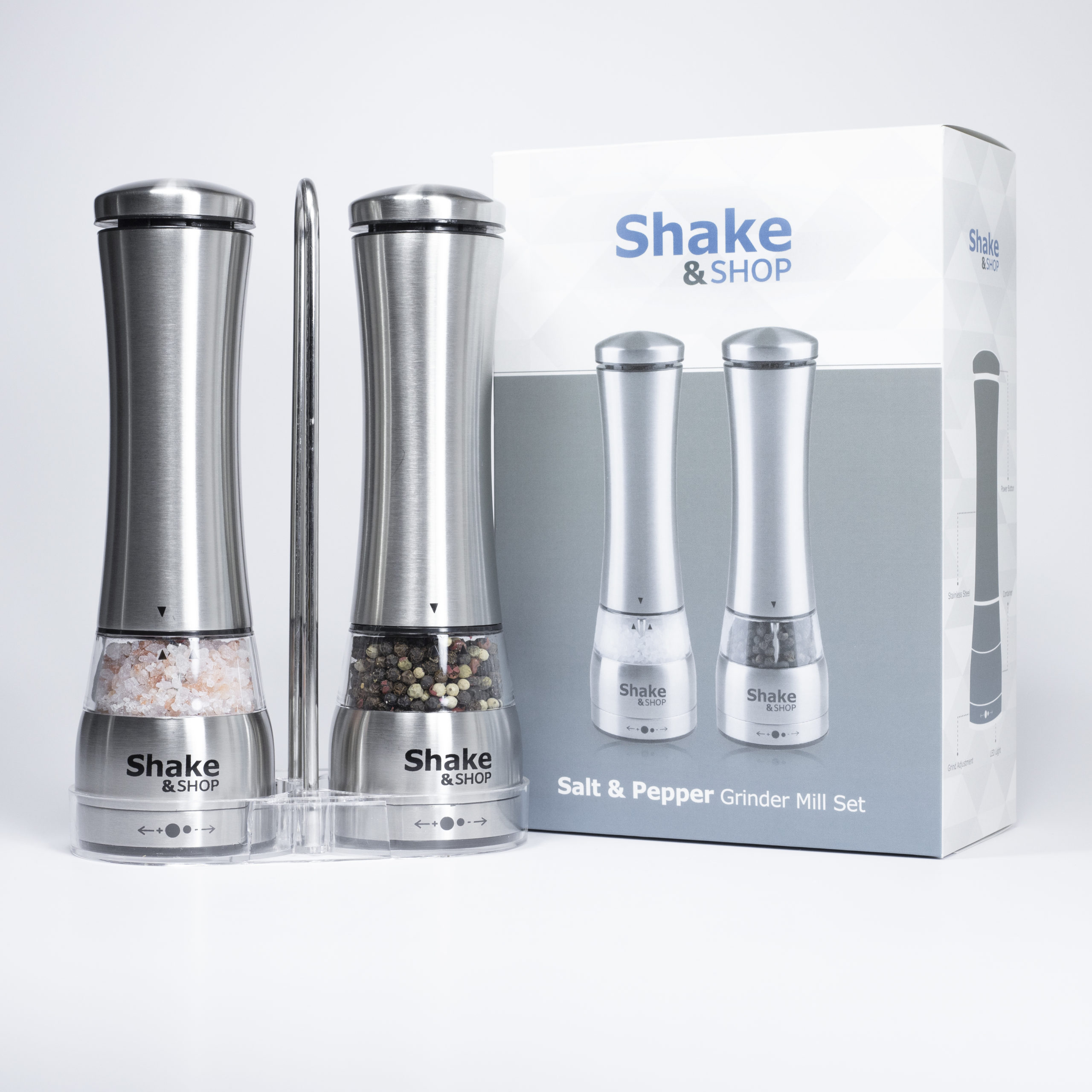 Shake & Shop Electric Salt & Pepper Grinder Set – Shake & Shop